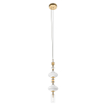 Подвесной светильник с белыми фигурными стеклянными элементами и бронзовыми вставками Высота 100 см Gabriel Scott Luna варинант исполнения - 4 | Loft Concept в Омске