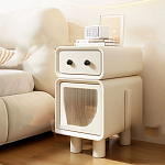 Тумбочка прикроватная с ящиком и стеклянной дверцей Робот Robot Bedside варинант исполнения - 2 | Loft Concept в Омске