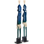 Комплект из 2-х деревянных статуэток Asmat Tall Statuettes Blue варинант исполнения - 2 | Loft Concept в Омске