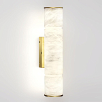 Бра с цилиндрическим плафоном из белого алебастра на прямоугольном основании Латунь Cryptocrystalline Stone варинант исполнения - 1 | Loft Concept в Омске