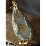 Чаша голубого цвета с оранментом и и бронзовыми фигурами леопардов Eden Garden варинант исполнения - 9 | Loft Concept в Омске