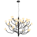 Люстра подвесная черного цвета с ветвями и белыми фарфоровыми цветами Floralis варинант исполнения - 11 | Loft Concept в Омске