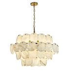 Люстра подвесная четырехъярусная с подвесками в форме дисков Cryptocrystalline Stone варинант исполнения - 8 | Loft Concept в Омске