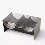 Дизайнерский журнальный стол с полукруглыми полками под столешницей Tiwoberoc варинант исполнения - 1 | Loft Concept в Омске