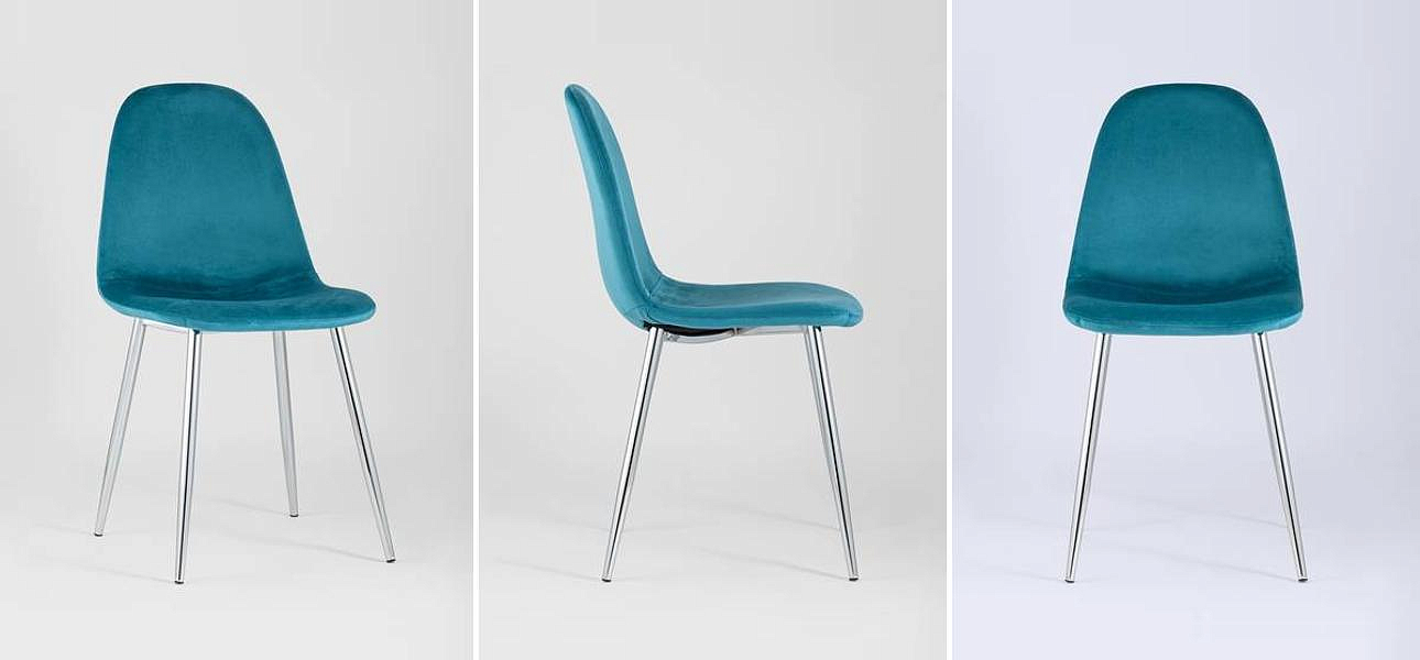 Стул Archie Chair Темно-Бирюзовый Велюр Хромированные ножки - Loft-Concept в Омске