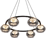 Люстра с круглыми плафонами из дымчато-серого стекла  IONA Grey Glass Chandelier 6 варинант исполнения - 1 | Loft Concept в Омске