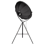 Торшер в виде прожектора с круглым тканевым абажуром на треноге черного цвета Radiance Éclat варинант исполнения - 4 | Loft Concept в Омске