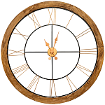 Часы настенные деревянные с римскими цифрами бронзового цвета Clock with History варинант исполнения - 1 | Loft Concept в Омске