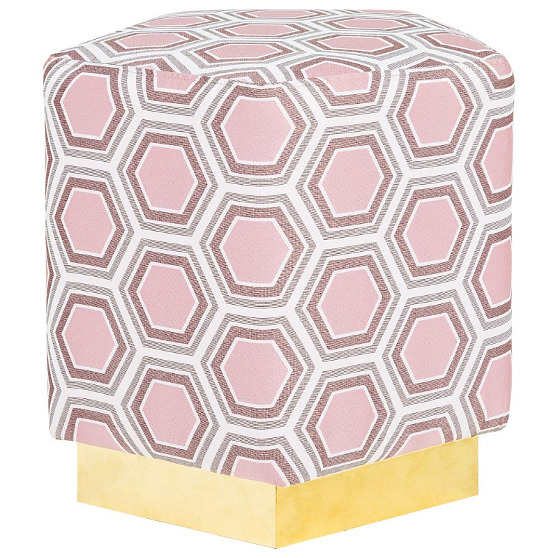 Пуф Hexagon Pink Geometry Латунь Розовый пастельный Белый в Омске | Loft Concept 