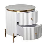 Тумбочка белая круглая с мраморной столешницей Thoroughbass варинант исполнения - 5 | Loft Concept в Омске