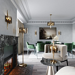 Бра с изогнутым плафоном на бронзовом основании с вертикальным декором из металлических трубок Sohne варинант исполнения - 2 | Loft Concept в Омске