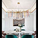 Люстра на подвесе с каркасом из металла и цветными подвесками из стекла Droplet Chandelier варинант исполнения - 4 | Loft Concept в Омске