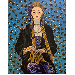 Панно ручная вышивка бисером Портрет девушки в голубых тонах варинант исполнения - 1 | Loft Concept в Омске