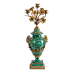 Подсвечник из фарфора с бронзовыми цветочными элементами Malachite Candlestick варинант исполнения - 1 | Loft Concept в Омске