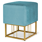 Пуф квадратный голубой велюр на золотом металлическом основании Celeste Blue варинант исполнения - 1 | Loft Concept в Омске