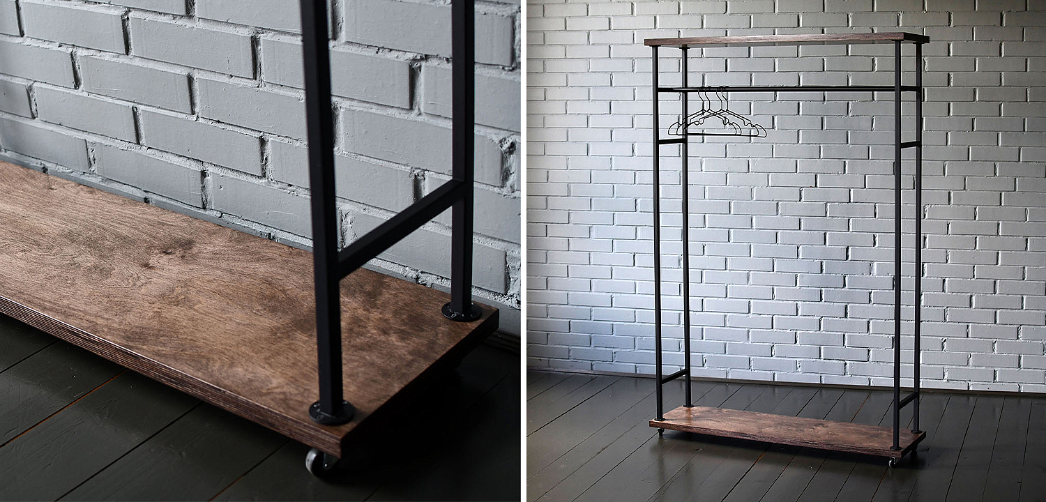 Рейл Lowery Brown Industrial Metal Rust Clothes Rail Рейл Lowery Brown Industrial Metal Rust Clothes Rail - Loft-Concept в Омске