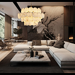 Люстра четырехъярусная с подвесками в форме дисков Cryptocrystalline Stone варинант исполнения - 5 | Loft Concept в Омске