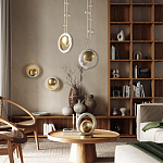 Подвесной светильник с бежевым текстурным кольцом и латунным шаром в центре Tactile  варинант исполнения - 6 | Loft Concept в Омске