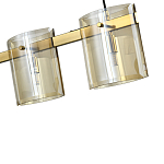 Подвесной светильник светодиодный с 5-ю цилиндрическими плафонами коньячного цвета из стекла и стали Andrea Сhandelier Сognac варинант исполнения - 1 | Loft Concept в Омске