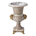 Ваза с овнами из фарфора с бронзовыми элементами Bronze Aries варинант исполнения - 1 | Loft Concept в Омске