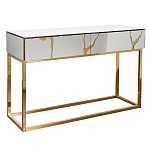 Консоль с ящиками зеркальная с золотым декором Gold Painted Mirror Console варинант исполнения - 1 | Loft Concept в Омске