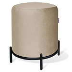 Банкетка круглая бежевый велюр на 4-х металлических ножках черного цвета SANJAY варинант исполнения - 1 | Loft Concept в Омске