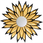 Зеркало-солнце в раме золотого и черного цвета Rays of Peace варинант исполнения - 1 | Loft Concept в Омске