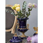 Ваза темно-синего цвета из фарфора с бронзовыми ручками в виде змей Высота 39 см Eden Garden porcelain and bronze варинант исполнения - 1 | Loft Concept в Омске