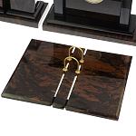 Настольный письменный набор с часами из природного камня обсидиана  Gift for Manager варинант исполнения - 3 | Loft Concept в Омске