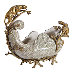 Чаша для фруктов из фарфора бронзовыми фигурками леопардов Eden Garden варинант исполнения - 2 | Loft Concept в Омске