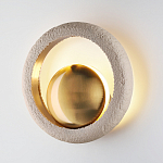 Бра с бежевым текстурным кольцом и латунным шаром в центре Tactile  варинант исполнения - 3 | Loft Concept в Омске