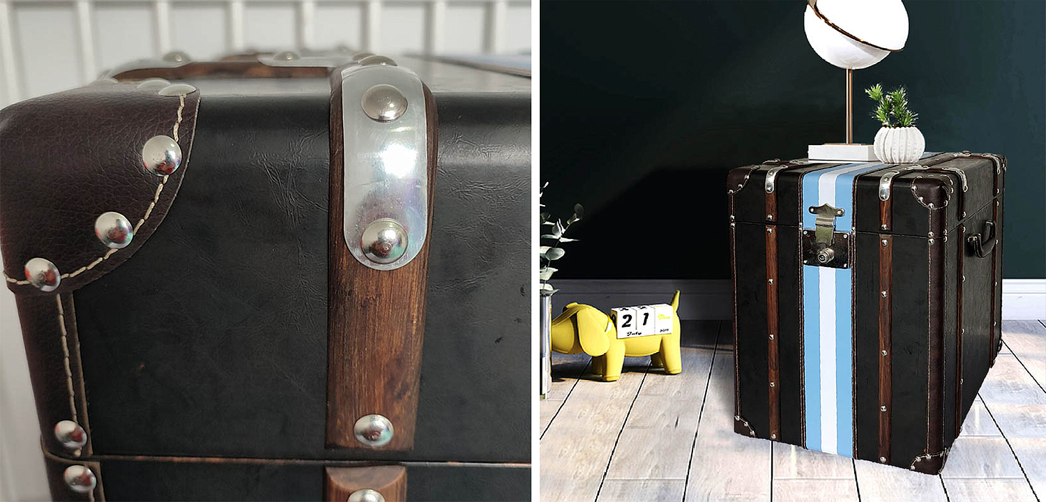 Сундук Wooden Chest Blue Stripe - Loft-Concept в Омске