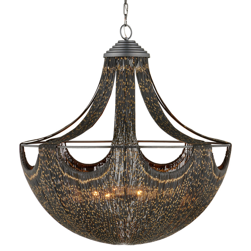 Люстра в форме колокола с декором из тонких железных нитей Jagged Pattern Коричневый в Омске | Loft Concept 
