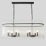 Люстра подвесная овальная со стеклянными прозрачными трубками и металлическим каркасом черного цвета Nembus варинант исполнения - 1 | Loft Concept в Омске