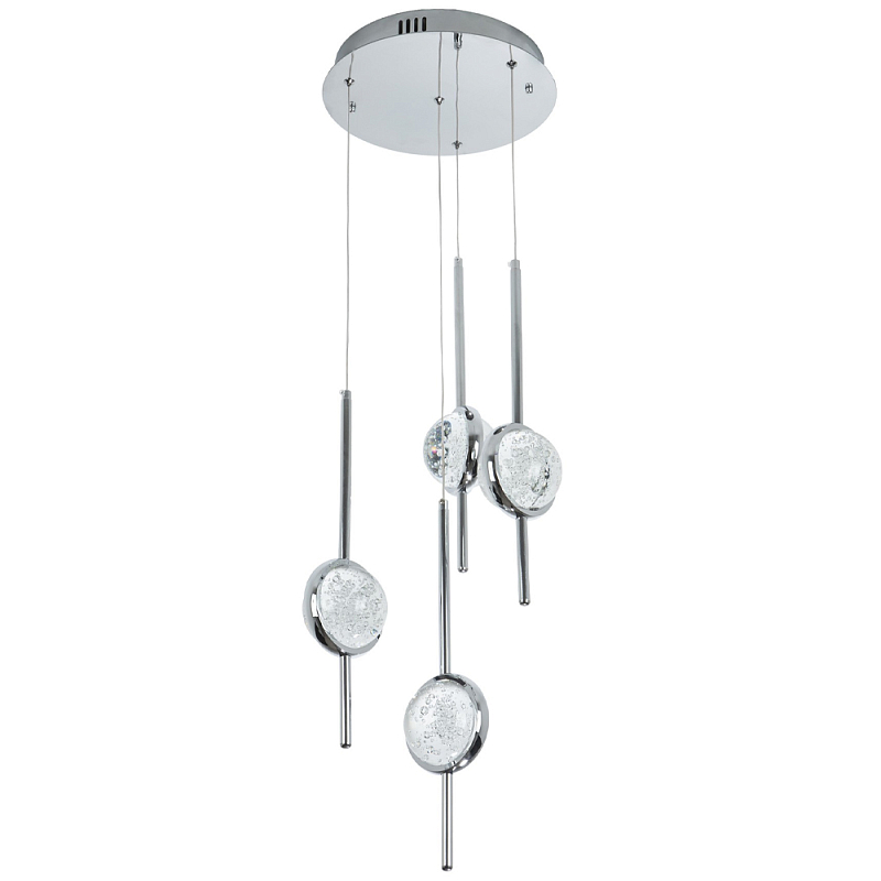Люстра с 4-мя плафонами из хрустального шара Crystal Bubbles Chrome Hanging Lamp Прозрачный Хром Люстра с 4-мя плафонами из хрустального шара Crystal Bubbles Chrome Hanging Lamp Прозрачный Хром в Омске | Loft Concept