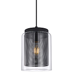 Подвесной светильник с сетчатым металлическим плафоном цилиндрической формы черный Metal Mesh варинант исполнения - 1 | Loft Concept в Омске