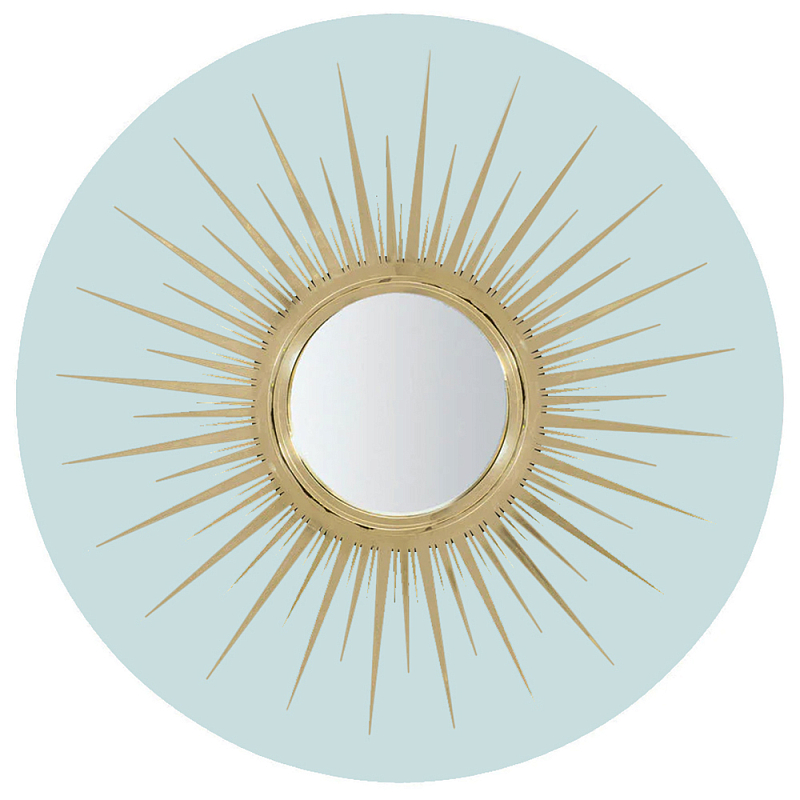 Настенное круглое зеркало Romilly Round Mirror Blue Золотой Голубой в Омске | Loft Concept 