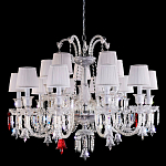 Люстра с 15-ю белыми текстильными абажурами и хрустальными подвесками Lustre Reverie варинант исполнения - 1 | Loft Concept в Омске