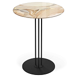 Стол журнальный круглый с бежевой столешницей из стекла Beige Marble варинант исполнения - 1 | Loft Concept в Омске