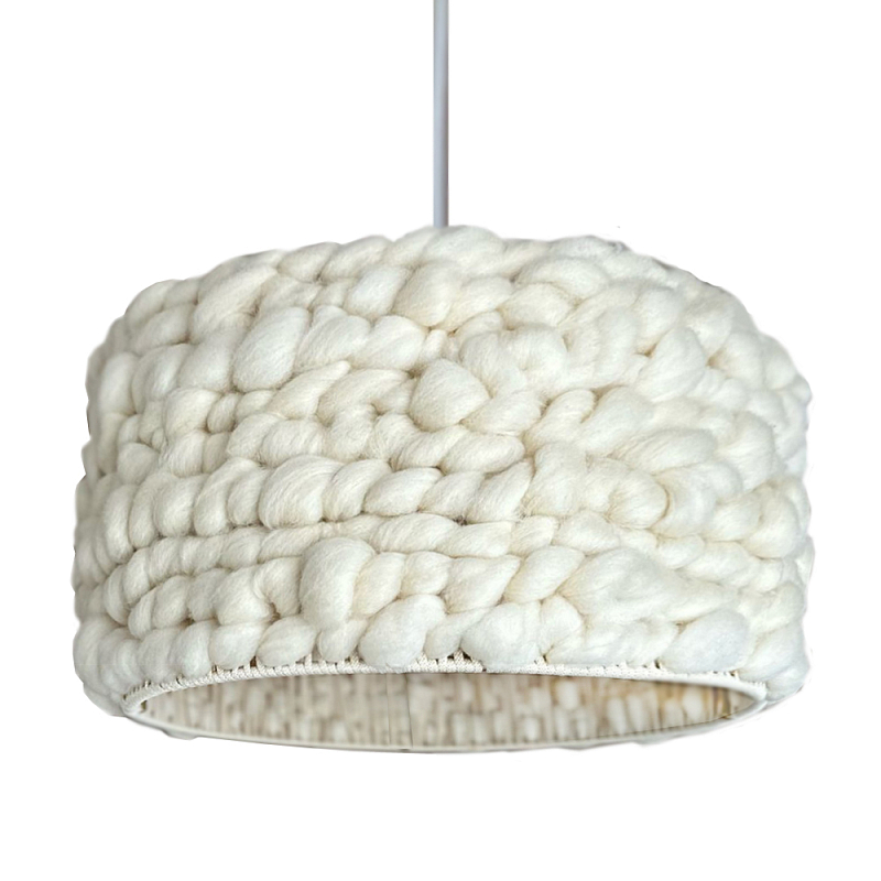 Вязаный шерстяной светильник Knitted wool lamp Cylinder Молочный Вязаный шерстяной светильник Knitted wool lamp Cylinder Молочный в Омске | Loft Concept