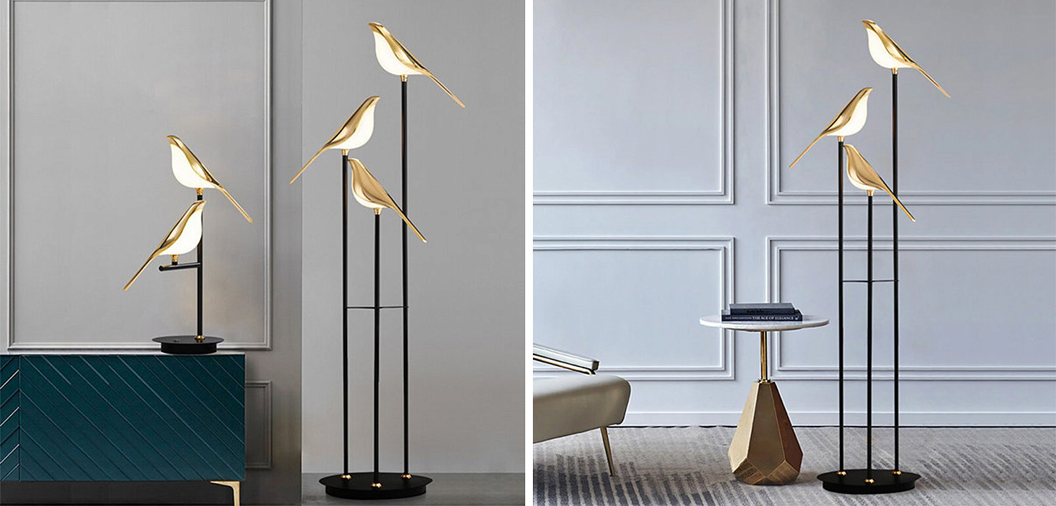 Торшер с золотыми птичками NOMI Three birds Торшер с золотыми птичками NOMI Three birds - Loft-Concept в Омске