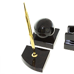 Настольный письменный набор из чёрного обсидиана с декором в виде льва Golden Lion варинант исполнения - 5 | Loft Concept в Омске