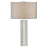 Настольная лампа мраморная с тканевым цилиндрическим абажуром Sharpened варинант исполнения - 3 | Loft Concept в Омске