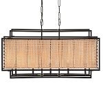 Люстра прямоугольной формы с чёрным каркасом и вставкой из плетеного материала Cage for Light варинант исполнения - 1 | Loft Concept в Омске