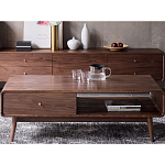 Кофейный стол из дерева с ящиком и нишей для хранения Coffee Walnut Table варинант исполнения - 1 | Loft Concept в Омске