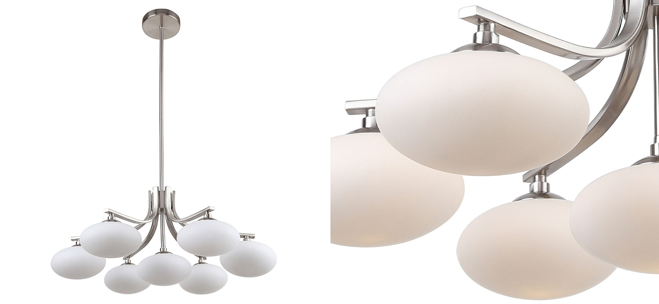 Люстра с овальными белыми плафонами Mushrooms Lamp Люстра с овальными белыми плафонами Mushrooms Lamp - Loft-Concept в Омске