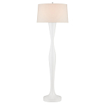 Торшер белый с тканевым абажуром на деревянном основании Graceful Silhouette варинант исполнения - 3 | Loft Concept в Омске