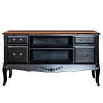 ТВ-тумба черная из массива березы с 4-мя ящиками и 2-мя полками в стиле прованс Vintage  варинант исполнения - 1 | Loft Concept в Омске