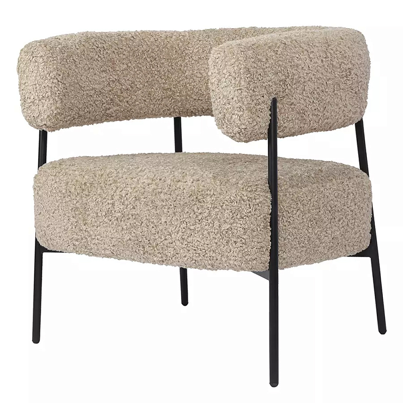 Кресло полукруглое мягкое с буклированной обивкой Armchair with Boucle Upholstery Бежевый Кресло полукруглое мягкое с буклированной обивкой Armchair with Boucle Upholstery Бежевый в Омске | Loft Concept