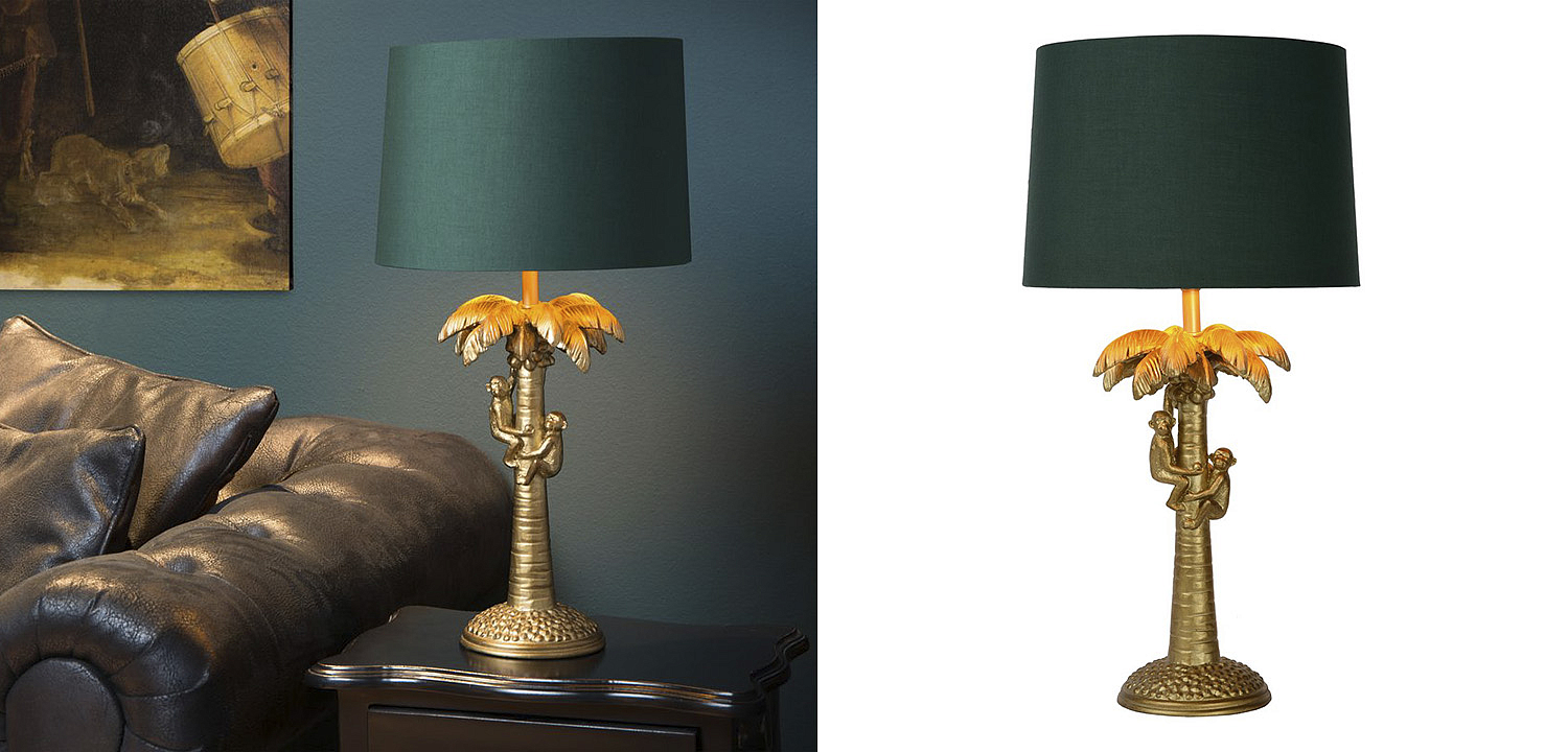 Настольная лампа Пальма Monkeys on a palm table lamp green Настольная лампа Пальма Monkeys on a palm table lamp green - Loft-Concept в Омске